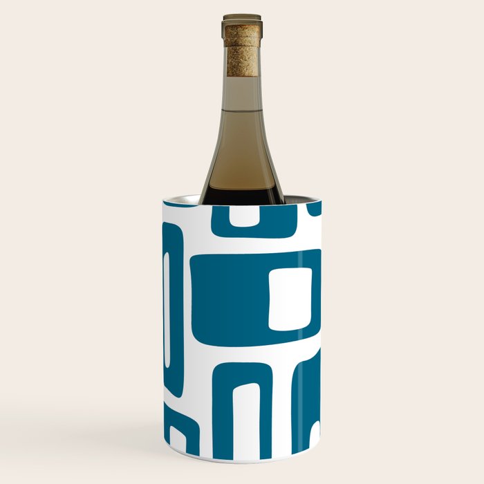 Retro Mid Century Modern Abstract Pattern 336 Peacock Blue Wine Chiller Gallery Image 2