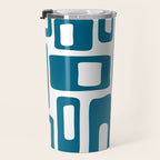 Retro Mid Century Modern Abstract Pattern 336 Peacock Blue Travel Mug Gallery Image 3