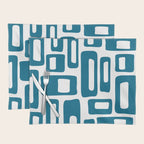 Retro Mid Century Modern Abstract Pattern 336 Peacock Blue Placemat Gallery Image 1