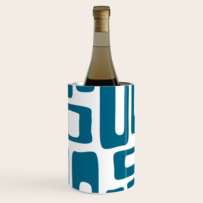 Retro Mid Century Modern Abstract Pattern 336 Peacock Blue Wine Chiller Gallery Image 1