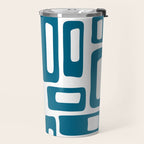 Retro Mid Century Modern Abstract Pattern 336 Peacock Blue Travel Mug Gallery Image 2