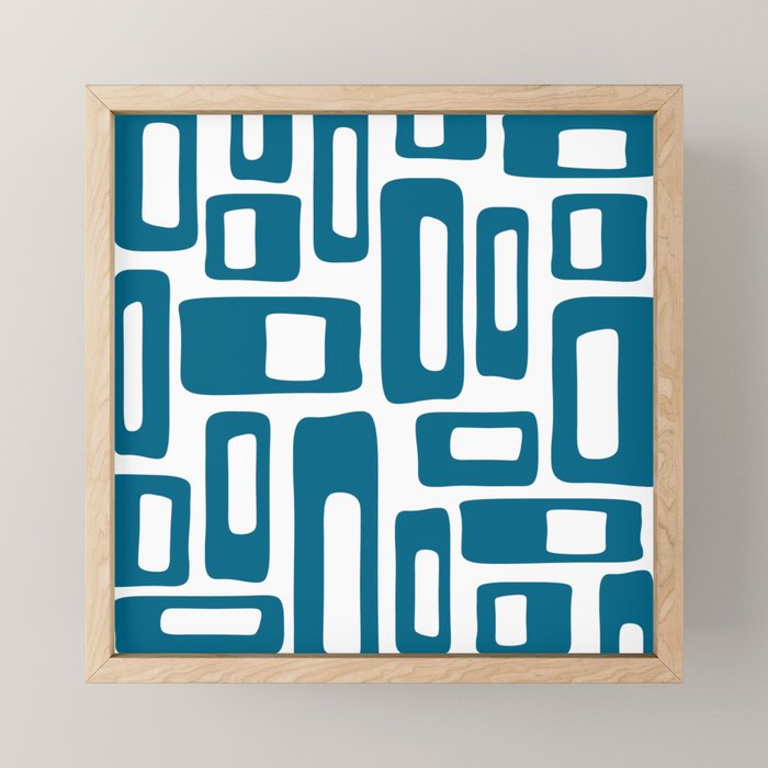 Retro Mid Century Modern Abstract Pattern 336 Peacock Blue Mini Art Print Gallery Image 1
