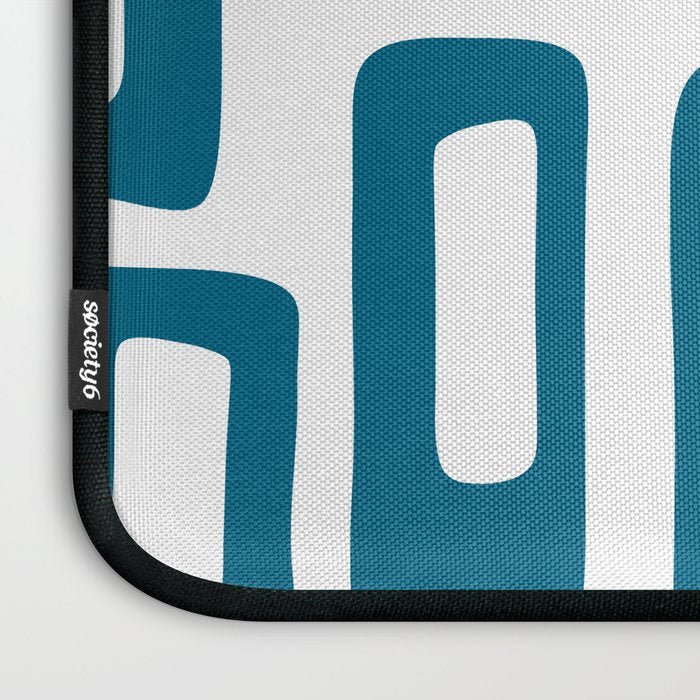 Retro Mid Century Modern Abstract Pattern 336 Peacock Blue Laptop Sleeve Gallery Image 3