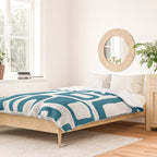 Retro Mid Century Modern Abstract Pattern 336 Peacock Blue Duvet Cover Gallery Image 2