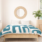 Retro Mid Century Modern Abstract Pattern 336 Peacock Blue Duvet Cover Gallery Image 3