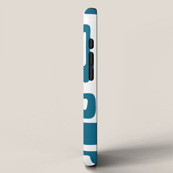 Retro Mid Century Modern Abstract Pattern 336 Peacock Blue iPhone Case Gallery Image 2