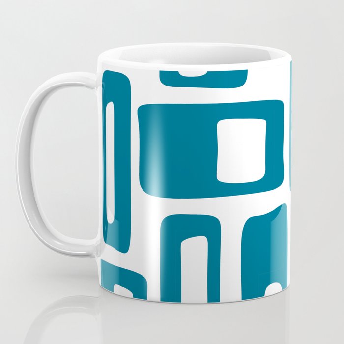 Retro Mid Century Modern Abstract Pattern 336 Peacock Blue Coffee Mug Gallery Image 3
