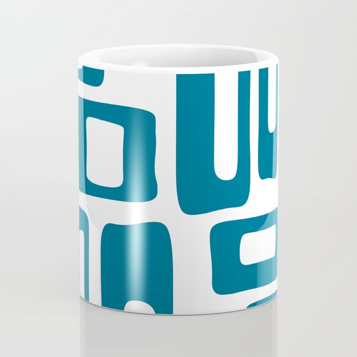 Retro Mid Century Modern Abstract Pattern 336 Peacock Blue Coffee Mug Gallery Image 4