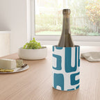 Retro Mid Century Modern Abstract Pattern 336 Peacock Blue Wine Chiller Gallery Image 4
