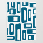 Retro Mid Century Modern Abstract Pattern 336 Peacock Blue Poster Gallery Image 4