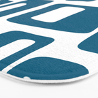 Retro Mid Century Modern Abstract Pattern 336 Peacock Blue Bath Mat Gallery Image 3