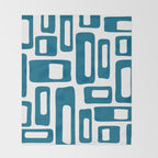 Retro Mid Century Modern Abstract Pattern 336 Peacock Blue Throw Blanket Gallery Image 2