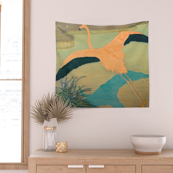 Carl Moser - Flamingo Pastel Colors Wall Tapestry Gallery Image 2