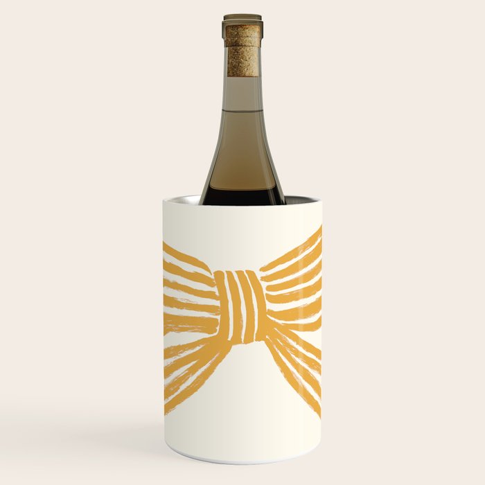 Yellow Stripe Bow Ribbon  Wine Chiller Gallery Image 1