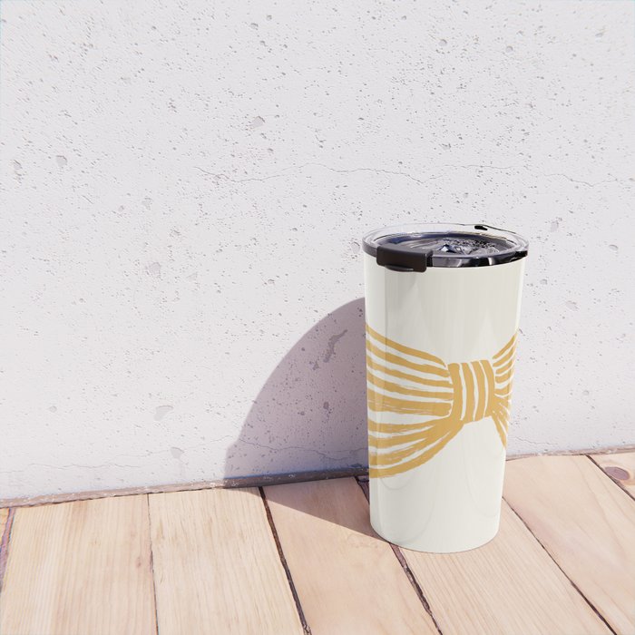 Yellow Stripe Bow Ribbon  Travel Mug Gallery Image 4