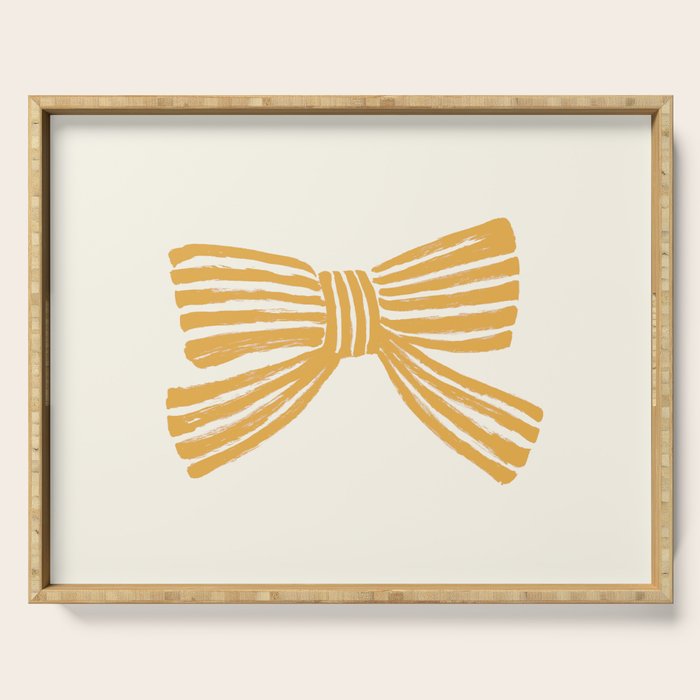 Yellow Stripe Bow Ribbon  Serving Tray Gallery Image 1