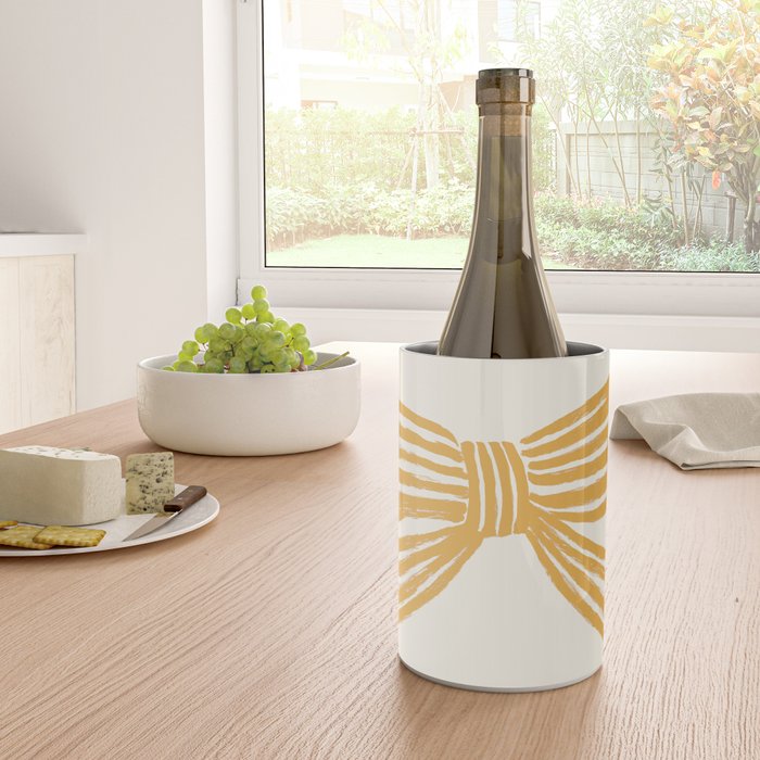 Yellow Stripe Bow Ribbon  Wine Chiller Gallery Image 4
