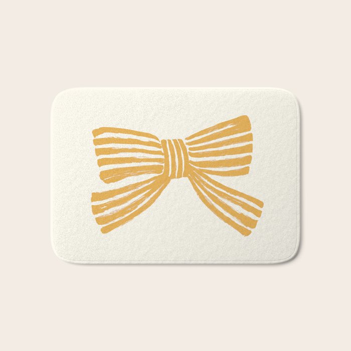 Yellow Stripe Bow Ribbon  Bath Mat Gallery Image 1