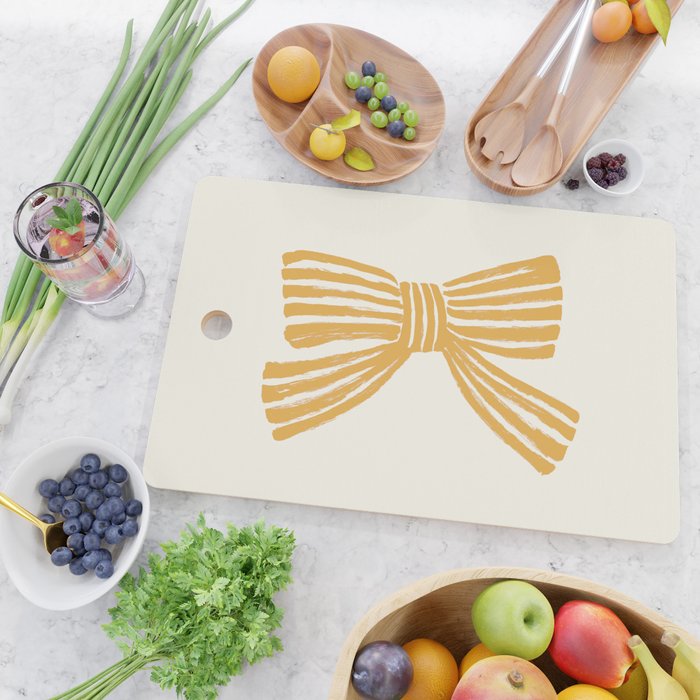 Yellow Stripe Bow Ribbon  Cutting Board Gallery Image 2