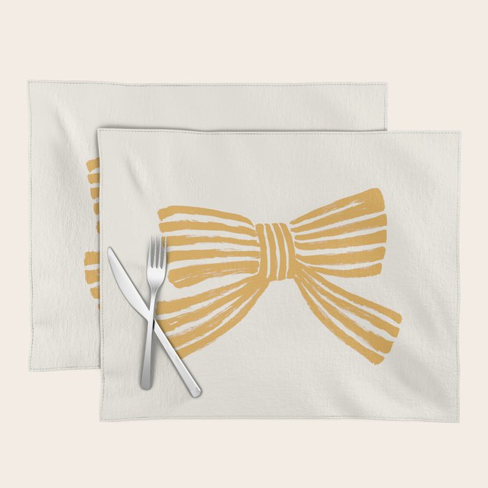 Yellow Stripe Bow Ribbon  Placemat Gallery Image 1