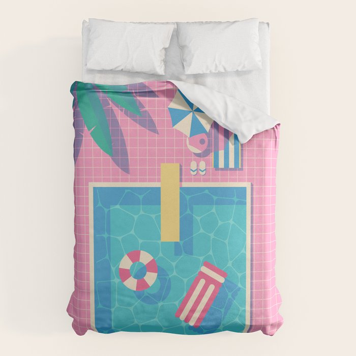 Retro 80s Swimming Pool Duvet Cover Gallery Image 6
