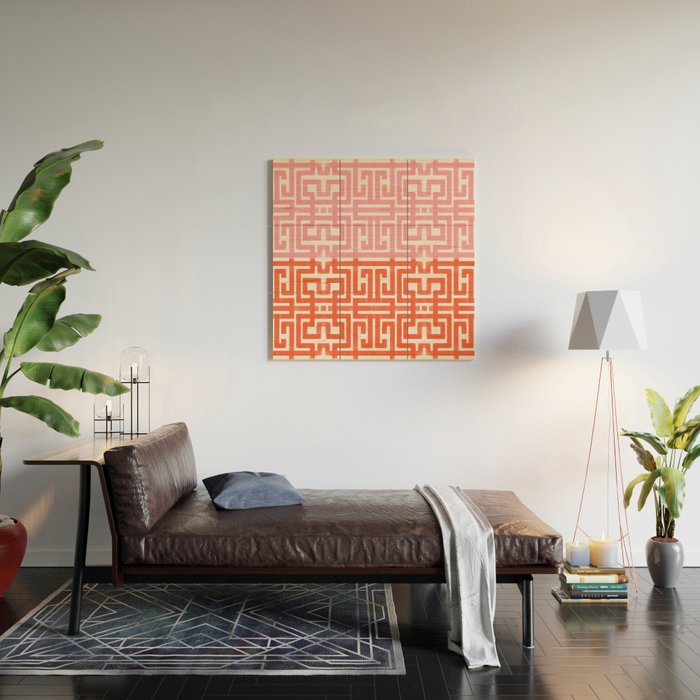 Greco Labyrinth Pattern Wood Wall Art Gallery Image 2