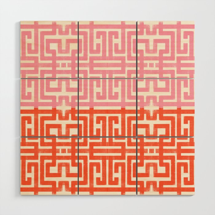 Greco Labyrinth Pattern Wood Wall Art Gallery Image 1