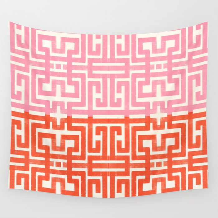 Greco Labyrinth Pattern Wall Tapestry Gallery Image 4