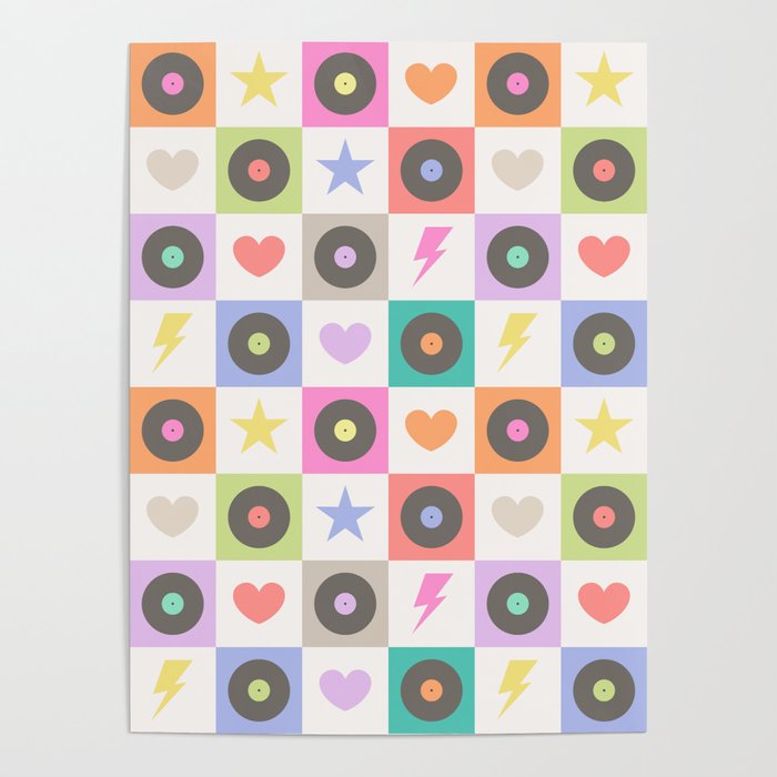 Colorful Checkerboard 80s - Pastel Colors Poster Gallery Image 4