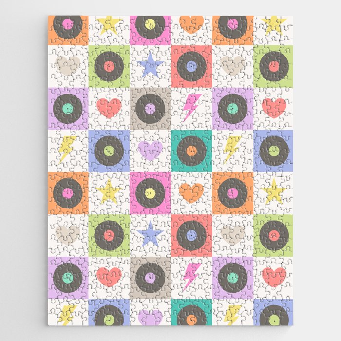 Colorful Checkerboard 80s - Pastel Colors Jigsaw Puzzle Gallery Image 1