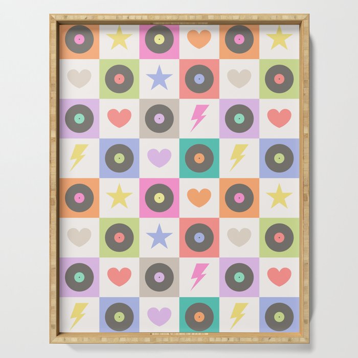 Colorful Checkerboard 80s - Pastel Colors Serving Tray Gallery Image 1