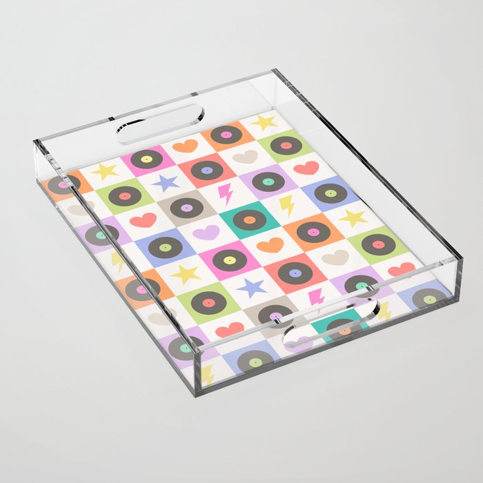 Colorful Checkerboard 80s - Pastel Colors Acrylic Tray Gallery Image 1
