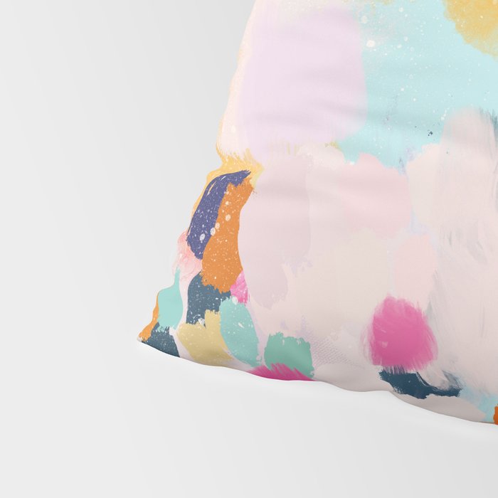 Misty Blooms- abstract - blue , pink and yellow Pillow Sham Gallery Image 4