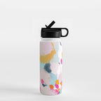 Misty Blooms- abstract - blue , pink and yellow Water Bottle Gallery Image 1