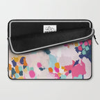 Misty Blooms- abstract - blue , pink and yellow Laptop Sleeve Gallery Image 2