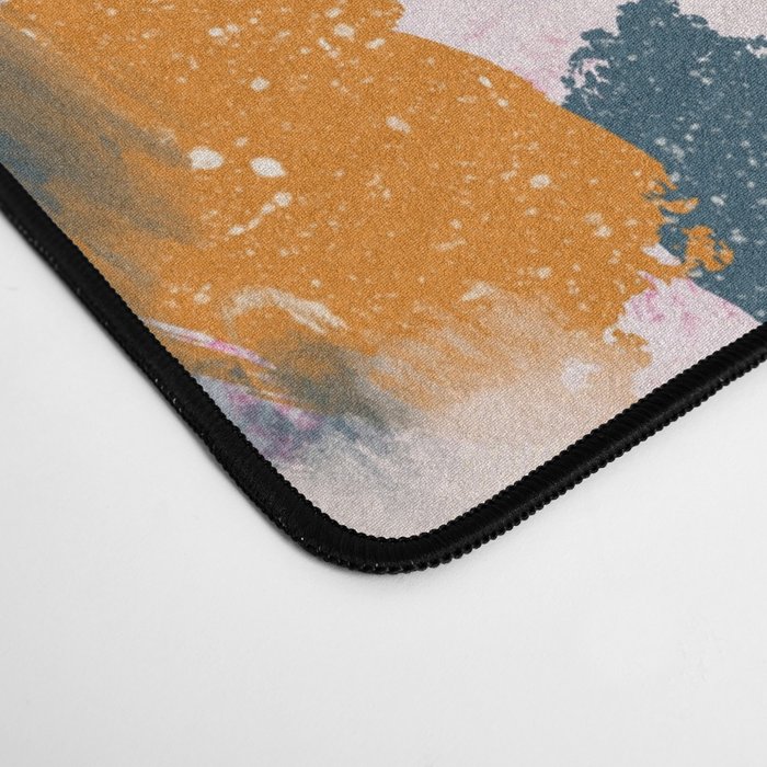 Misty Blooms- abstract - blue , pink and yellow Desk Mat Gallery Image 4