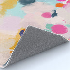 Misty Blooms- abstract - blue , pink and yellow Rug Gallery Image 4