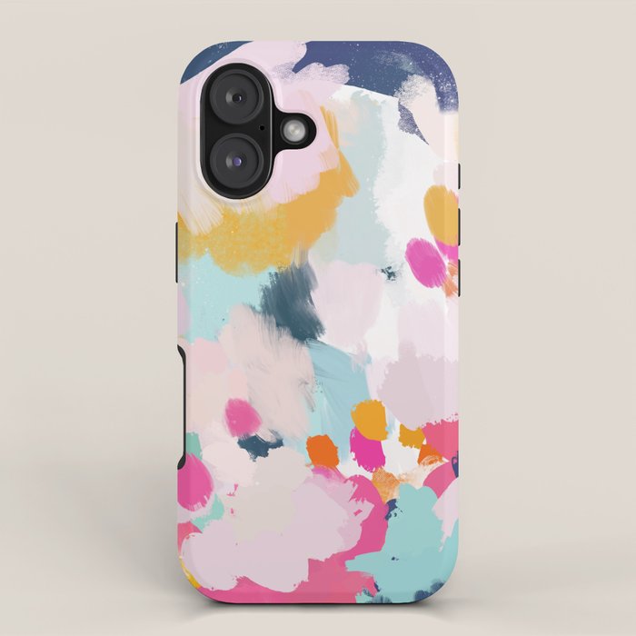 Misty Blooms- abstract - blue , pink and yellow iPhone Case Gallery Image 1