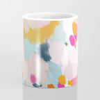 Misty Blooms- abstract - blue , pink and yellow Coffee Mug Gallery Image 4