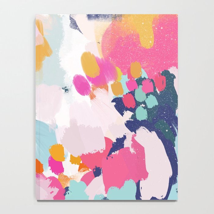 Misty Blooms- abstract - blue , pink and yellow Notebook Gallery Image 4