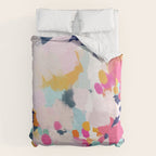 Misty Blooms- abstract - blue , pink and yellow Duvet Cover Gallery Image 6