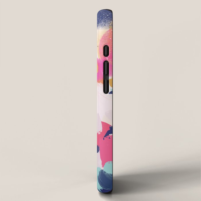 Misty Blooms- abstract - blue , pink and yellow iPhone Case Gallery Image 2
