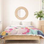 Misty Blooms- abstract - blue , pink and yellow Duvet Cover Gallery Image 3