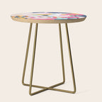 Misty Blooms- abstract - blue , pink and yellow Side Table Gallery Image 1