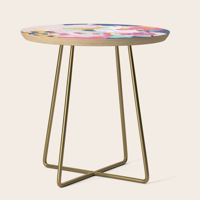 Misty Blooms- abstract - blue , pink and yellow Side Table Gallery Image 1