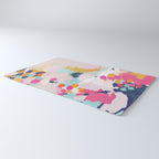 Misty Blooms- abstract - blue , pink and yellow Rug Gallery Image 3