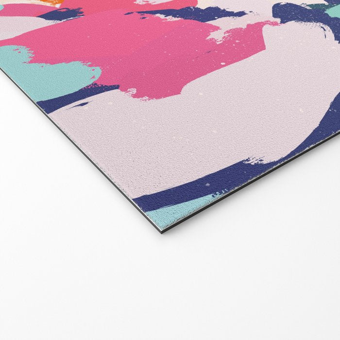 Misty Blooms- abstract - blue , pink and yellow Welcome Mat Gallery Image 2