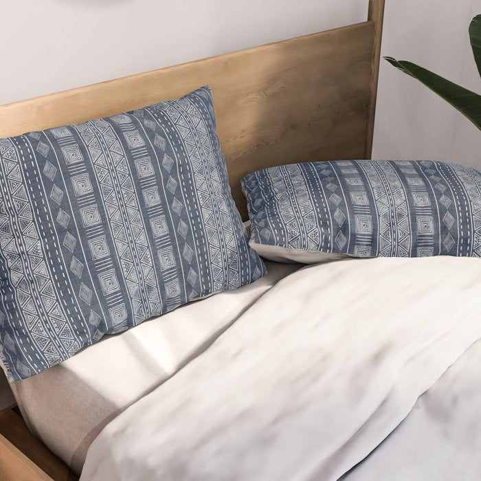 Mudcloth Inspired Navy Blue Small Scale Pattern Pillow Sham Gallery Image 2