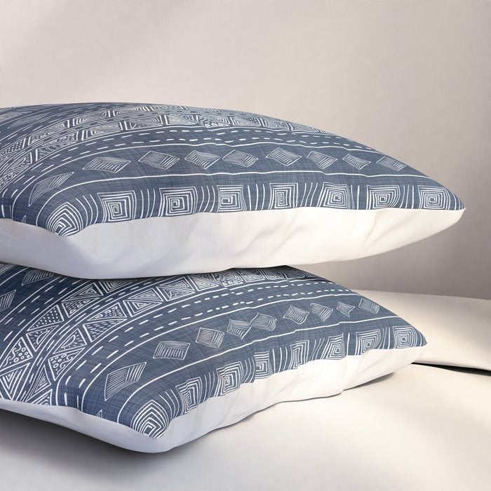 Mudcloth Inspired Navy Blue Small Scale Pattern Pillow Sham Gallery Image 3
