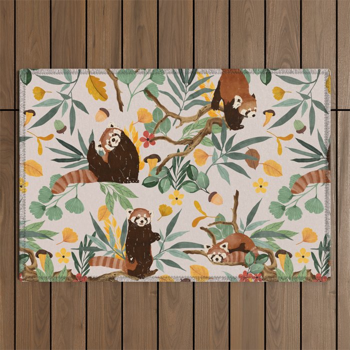 RED PANDAS IN WILD NATURE 10 Outdoor Rug Gallery Image 1